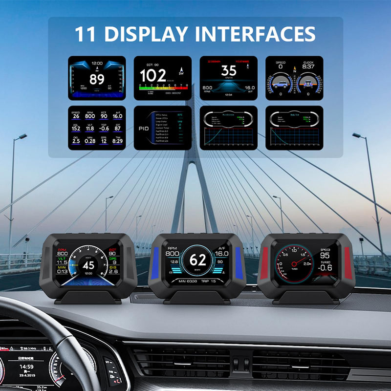 [AUSTRALIA] - Obd2 Gauge Display P21, Heads Up Display for Cars, Displaying Multiple Functions, Speedometer, Slope Meter, Suitable for All Car 