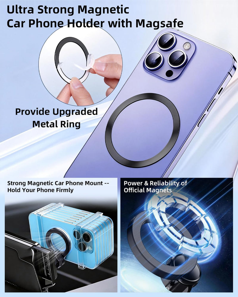PZK Car Phone Mount for Toyota Grand Highlander 2024-2026 12.3-inch Screen | Grand Highlander Hybrid XLE/Limited/Platinum Accessories MagSafe Car Phone Holder Magnetic 360° Rotation Not Block Air Vent