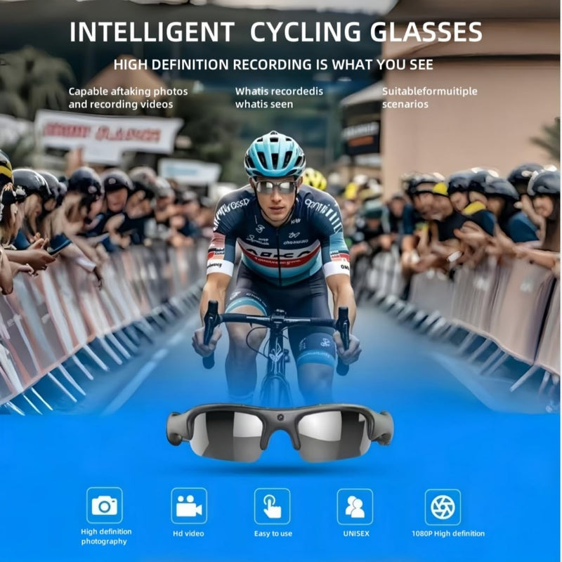 Smart Bike Glasses Camera HD 1080P WiFi Sports Glasses with Camera Video Glasses Video for Men/Woman with 32G TF Card