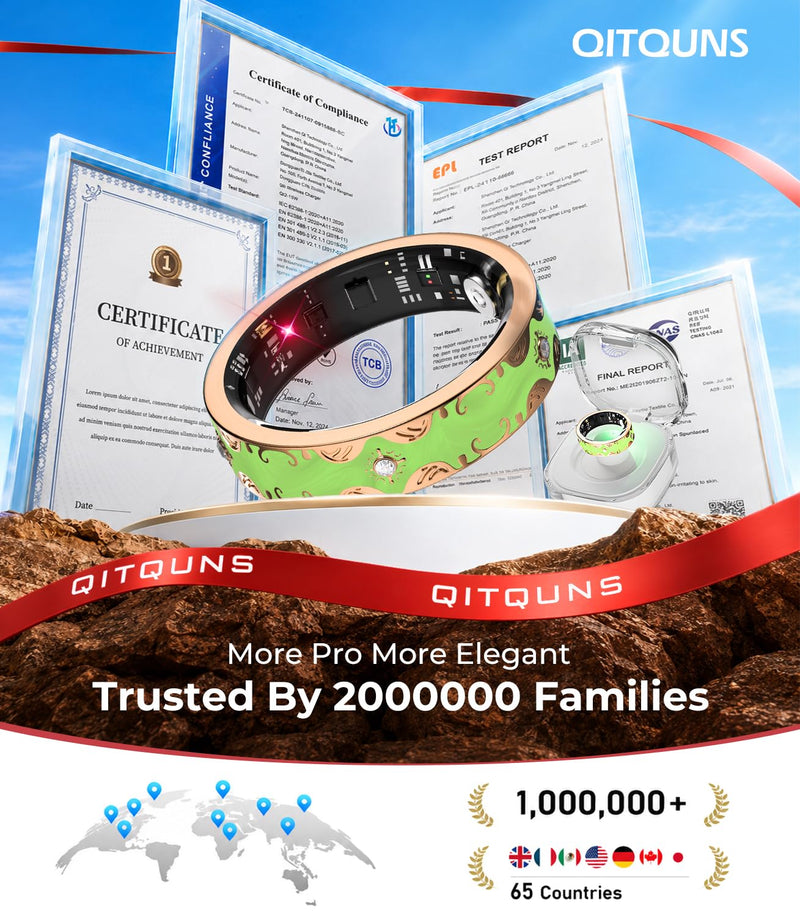 7 Gen Diamond Smart Ring 【Industry Rank 1-0 Measurement Error】 2026 Smart Ring for Women - Advanced Health Tracker for Wellness and Activity Tracking, Green 8# 8#