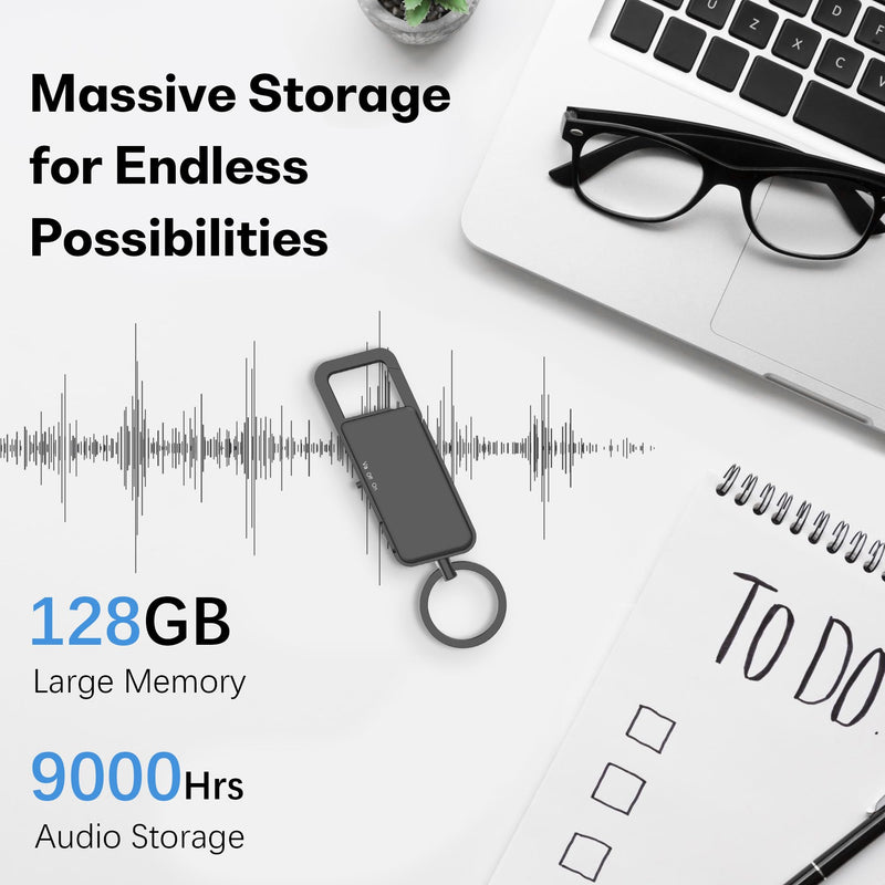 [AUSTRALIA] - 128GB Digital Voice Recorder – 9000 Hours Storage, 24-Hour Battery, Intelligent Noise Reduction, USB-C Voice Activated Audio Recorder for Meetings, Lectures, Interviews 128GB 