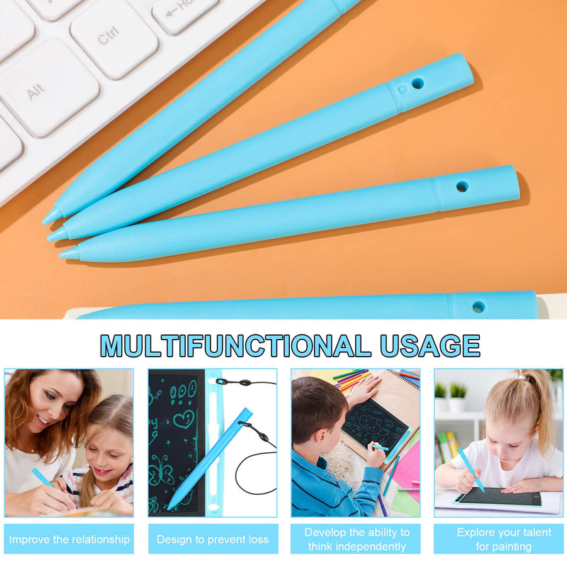 4.5 Inch Replacement Stylus Drawing Pen 4 Pieces Toddler Drawing Tablet Pens Kids' Electronics Pens with 4 Hanging Rope for LCD Writing Tablet (Blue) Blue