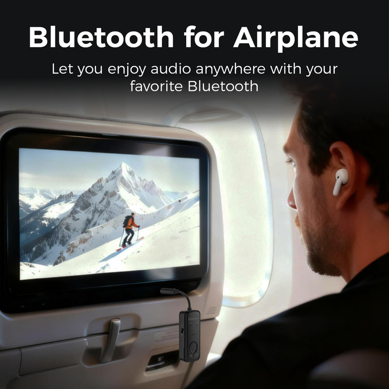 [AUSTRALIA] - Bluetooth 5.3 Audio Transmitter with Qualcomm aptX Adaptive, Dual Device Support, 35Hr Battery Life, 3.5mm AUX for Travel, Flight, Gym 