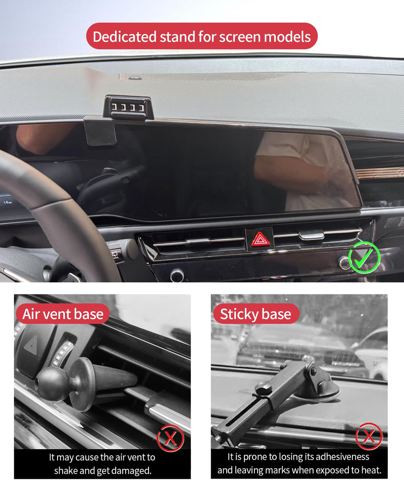 Auto Clamp Car Phone Holder for Kia NIRO/EV/Hybrid 2023-2026 8/10.25"screen | Universal Mechanical clip Cell phone Mount Accessories Fit iPhone Android,Automobile Cradle GPS Dashboard Navigation Bracket