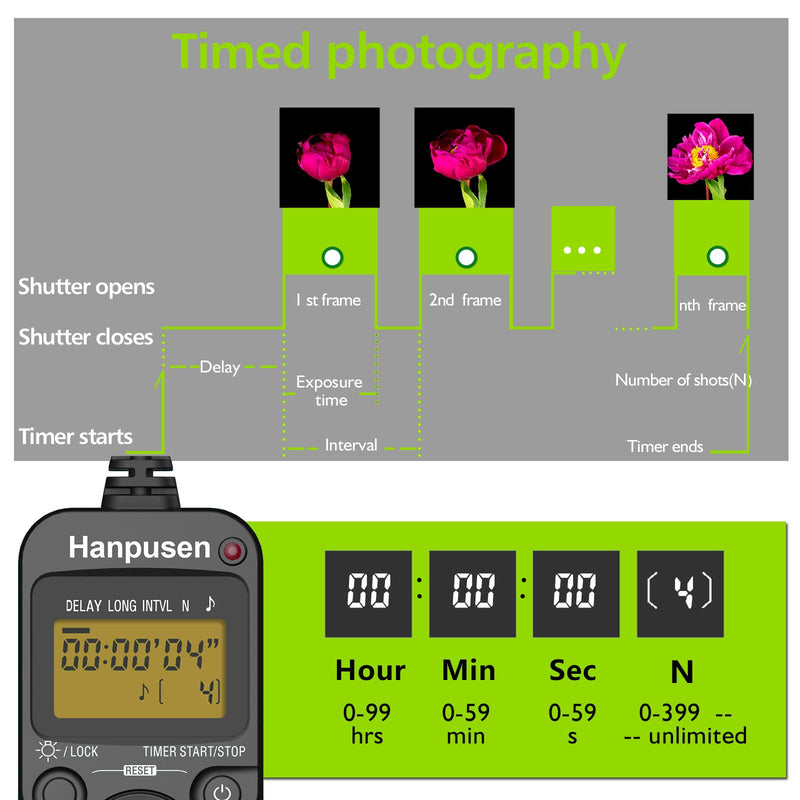[AUSTRALIA] - Intervalometer HANPUSEN Camera Timer Remote Shutter Release Time Lapse for Nikon D3, D4, D4s, D5, D6, D800, D850, D800E, D810, D810A, D700 N8 for Nikon 