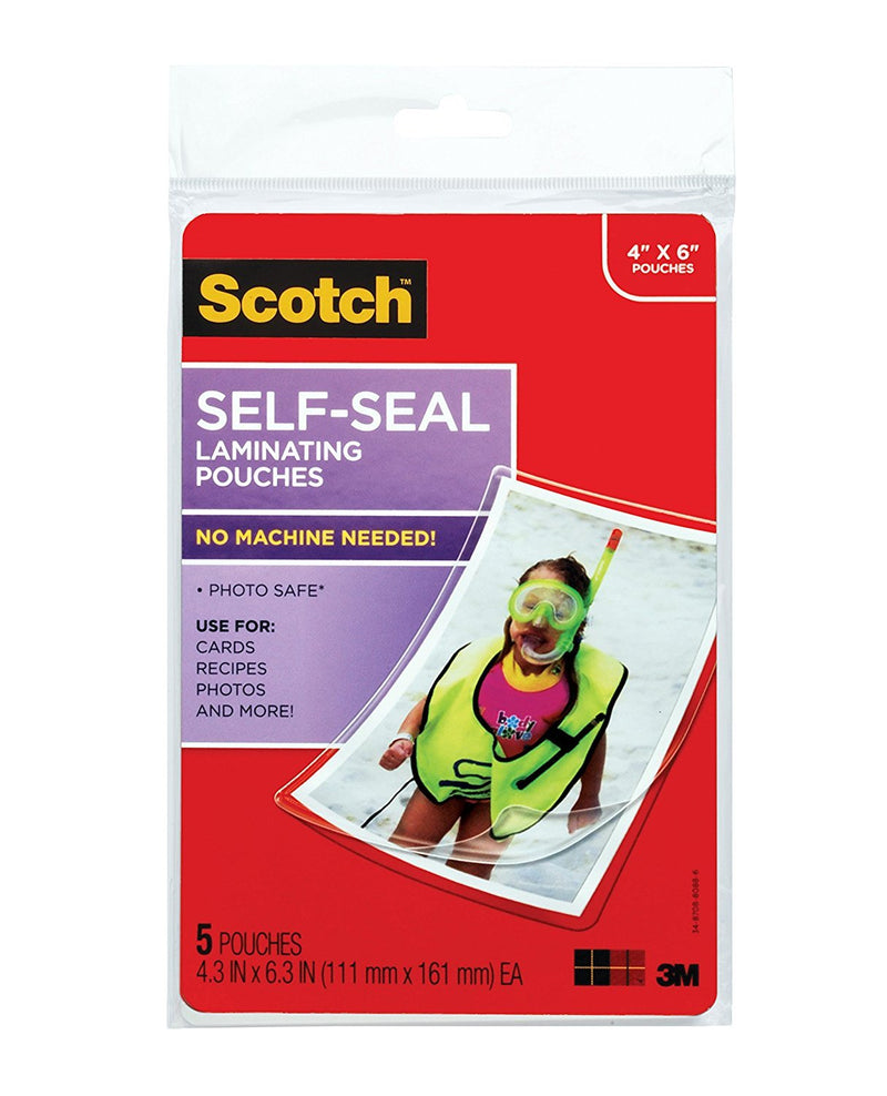 3 Pack of 5 Scotch 4 x 6 Inches Self-Sealing Laminating Pouches