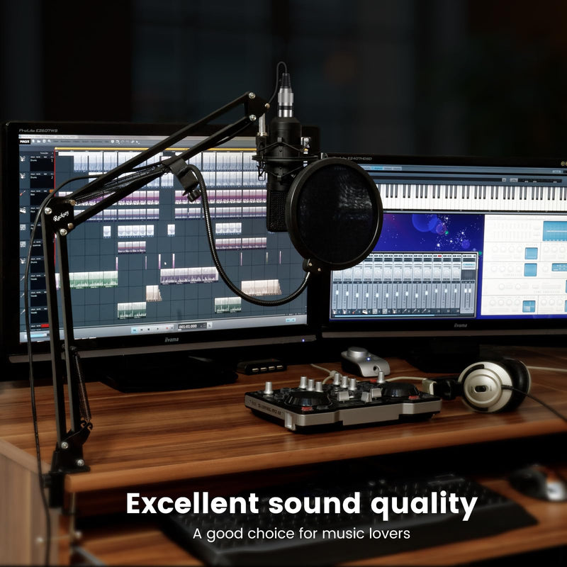 MOSWAG 6.35mm TRS Male to XLR 32.8FT/10M, 1/4 to Cannon MIC Male PVC Jacket XLR Cord, Instrument Cable, Noise-Cancelling Mic Speaker Cable for Audio Sound Consoles, Power Amplifier, Mixing Console Black