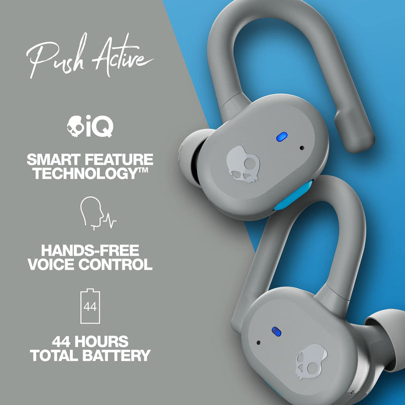 Skullcandy Push Active True Wireless in-Ear Bluetooth Earbud, Use with iPhone and Android with Charging Case and Mic, Great for Gym, Sports, and Gaming, IP55 Water, Dust Resistant - Grey/Blue Light Grey/Blue One Size