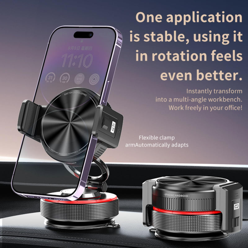 2026 Upgraded Vacuum Magnetic Mobile Phone Holder Cars for Magsafe Car Mount, Elastic Double Clamp and Magnetic Dual Mode, Mobile Phone Holder for iPhone17 Pro Max 16 15 14 13 12 & Samsun