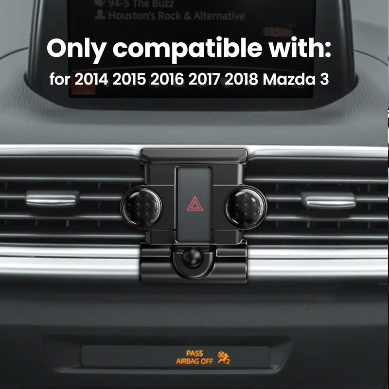 ELOHEI Custom Fit Phone Mount for Mazda 3 with Custom Base | Car Phone Holder for Mazda 3 2014 2015 2016 2017 2018 Accessories