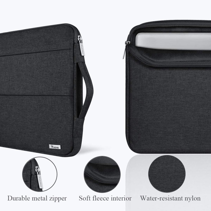 Voova 13 13.6 Inch Laptop Sleeve Case Compatible with MacBook Air/MacBook Pro 13 M2/M1,13.5 Surface Laptop 5/4, Surface Pro X / 9/8, iPad Pro 12.9, Waterproof Computer Bag Cover with Handle, Black 12.6-13.6 Inch