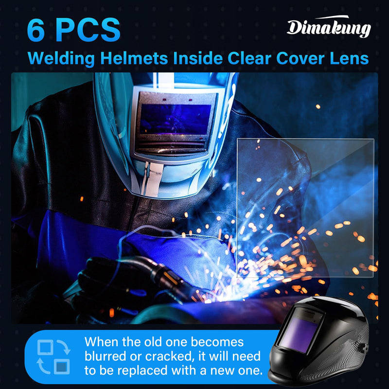 [AUSTRALIA] - 3350 Series Inside Clear Cover Lens Fits for Lincoln Viking Electric Welding Helmet Hood, 3.73" x 3.5" Arc Welder Protective Lenses Electric Welder Parts, Replaces KP3044-1 (6 PCS) 