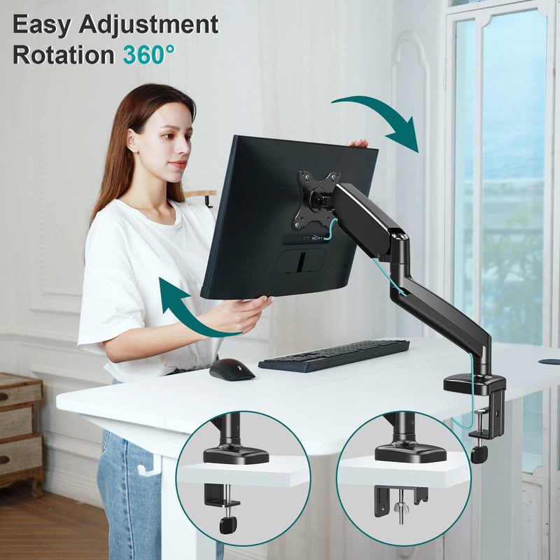 MOUNT PRO Single Monitor Desk Mount - Articulating Gas Spring Monitor Arm, with VESA Extension Bracket Adapter,Fits Most 13 to 35-inch Screens,VESA 200×100,200×200