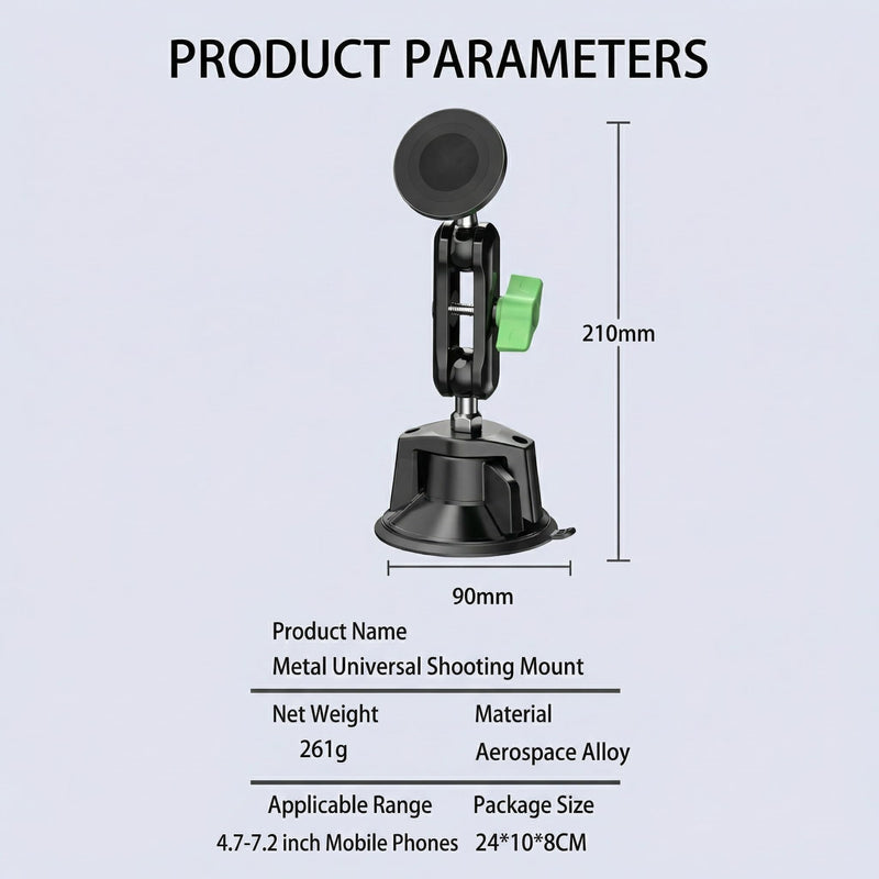 Vacuum Magnetic Car Phone Mount 360degrees Adjustable Phone Holder with 90mm Ultra Strong Suction Cup 10KG Load Bearing 17 Ball Head Aluminum Alloy Phone Mount for Car Windshield smartphones Android