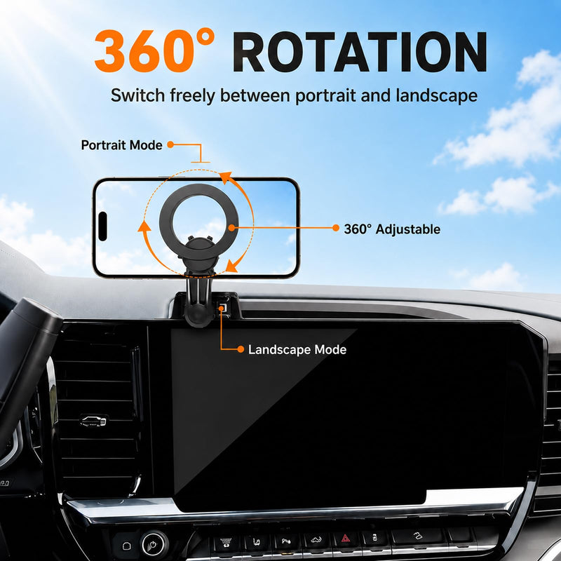 Magnetic Phone Mount for Chevrolet Silverado 1500 2022-2026 for GMC Sierra 1500 2022-2026 for Sierra 2500HD 3500HD 2024-2026, 13.4-Inch Touchscreen Compatible with MagSafe