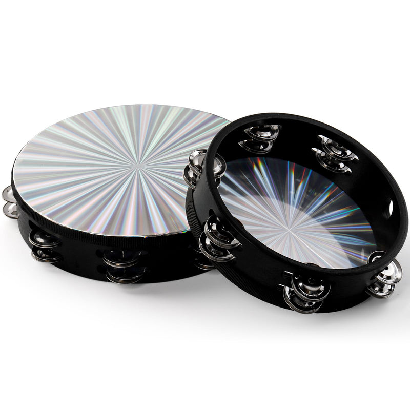 [AUSTRALIA] - YOUEON 3 Pack Radiant Tambourine with Double Row Jingles, 6/8/10 Inch Hand Held Drum, Reflective Tambourines for Adults, Musical Instrumen for Church, Dance, Party, KTV 