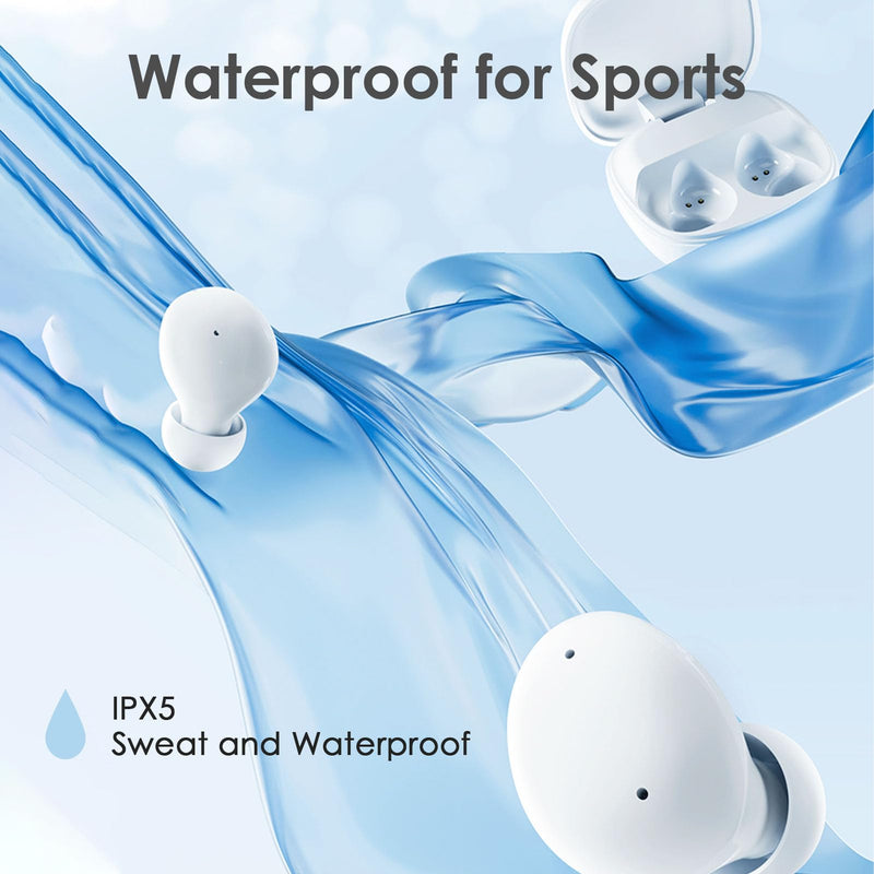 Touch Screen Earbuds Wireless Bluetooth Earphones ANC Noise Cancelling Waterproof Touchscreen Earbuds with Smart Screen Touch Case Small Tiny Smallest in Ear Earbud Long Battery Life Ear Buds White