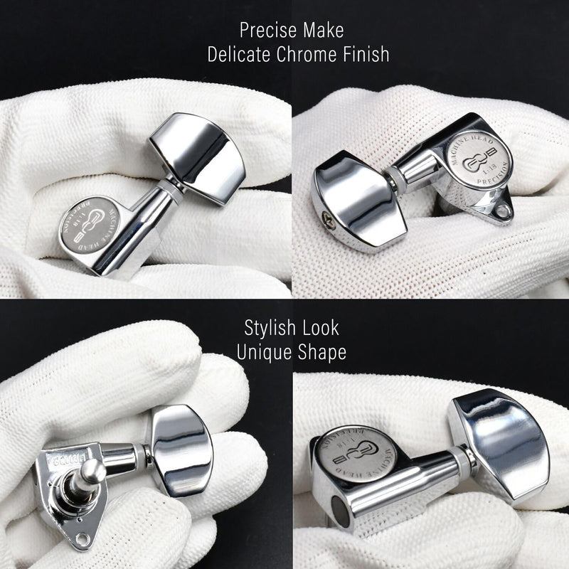 [AUSTRALIA] - FXJXB 18:1 Guitar Tuning Pegs 3x3 Standard Guitar Tuners Electric Or Acoustic Guitar Tuning Machines Tuning Keys Replacement-Chrome(3R+3L) 3L+3R Chrome 