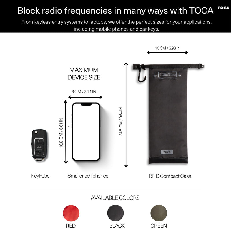 TOCA Faraday Pouch and Security Bag for Smartphones, GPS, RFID, Data Blocker, Shielding Purse, Travel, Anti-Hacking & Anti-Tracking, Privacy Protection Black Slim RFID Case