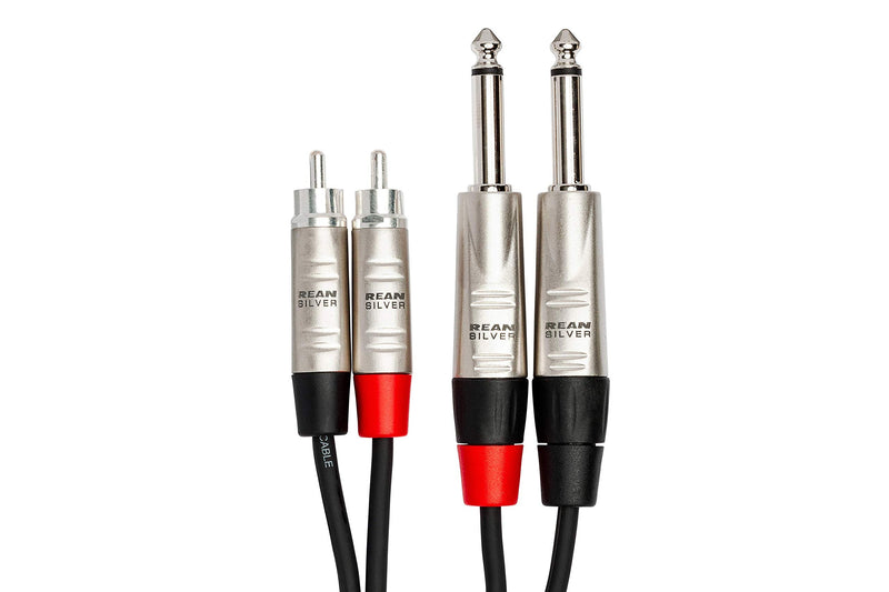 Hosa HPR-005X2 Pro Stereo Interconnect, Dual REAN 1/4 Inch TS to RCA, 5 Feet
