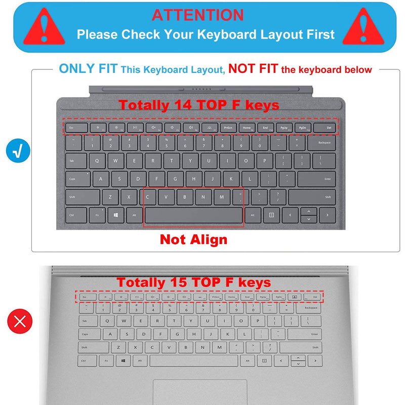 MUBUY Keyboard Cover Fit 2021 2020 Microsoft Surface Pro 7 |2019 2018 Surface Pro 6 |Surface Pro 5 |Surface Pro 4 12.3, Premium Ultra Thin Keyboard Protective Skin, US Layout -Mint Green MintGreen