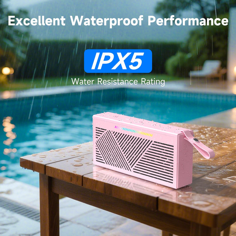 [AUSTRALIA] - HOTTABLET Bluetooth Speaker Wireless Portable IPX5 Waterproof for Home Party Outdoor Beach, Pink 