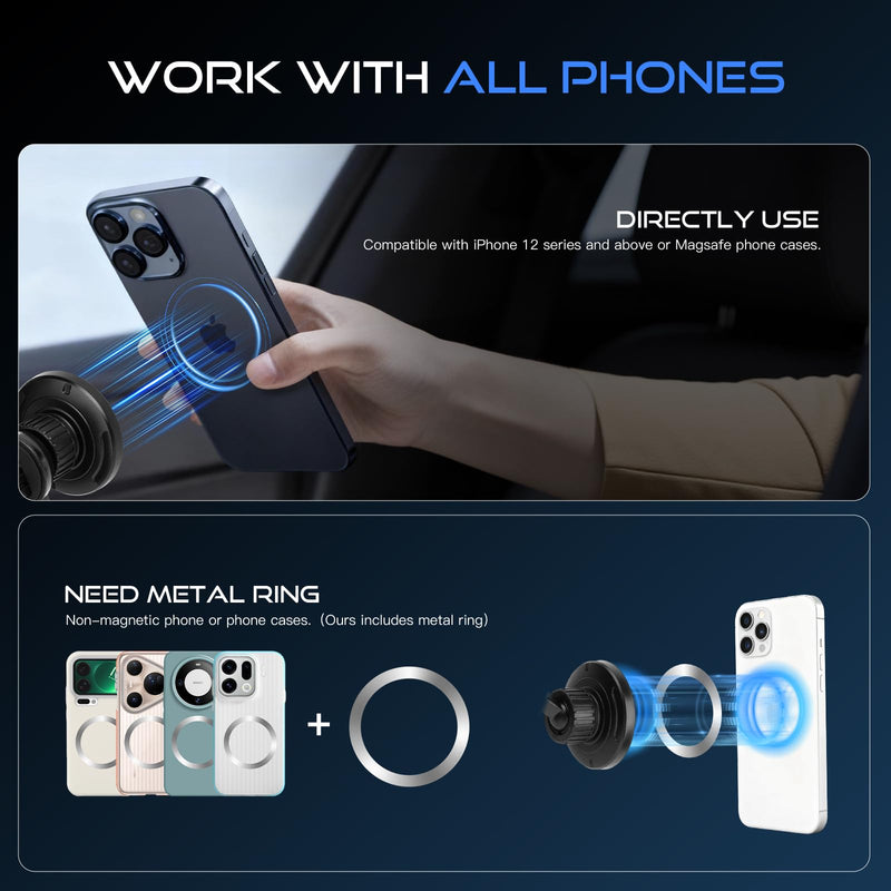 Autorder Magnetic Car Phone Holder for 2025-2026 Chevy Chevrolet Equinox Accessories Strong Adsorption Phone Mount for MagSafe Stabilization Magnetic Phone Stand 360° Rotation(Not for EV)