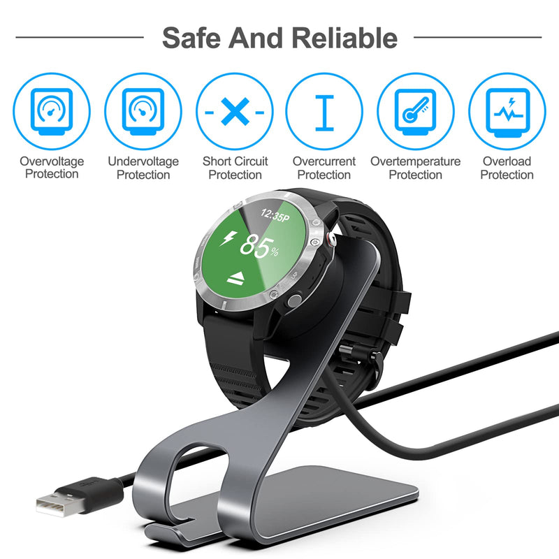 Charger for Garmin Instinct/for Garmin Vivoactive 3 4/for Fenix 5/for Fenix 6, Magnetic Charger Station with 5FT USB Cable for Garmin Venu/for Garmin Forerunner 745/945/935/245/for Garmin Approach S60 Gray