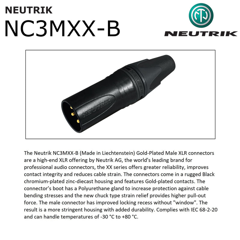 [AUSTRALIA] - 4 Units - 5 Foot - WBC-PRO-Quad Ultra-Silent Ultra-Flexible Balanced Star-Quad Cable with Neutrik Male & Female XLR Plugs & Black Tweed Jacket 