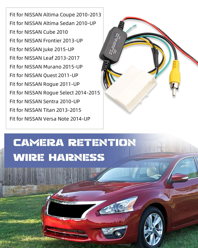 UX-NI006 Backup Camera Retention Wire Harness Fit for Nissan Frontier Altima Murano Rogue Titan Juke Sentra Cube Quest Leaf, includes 12v to 6v Converter