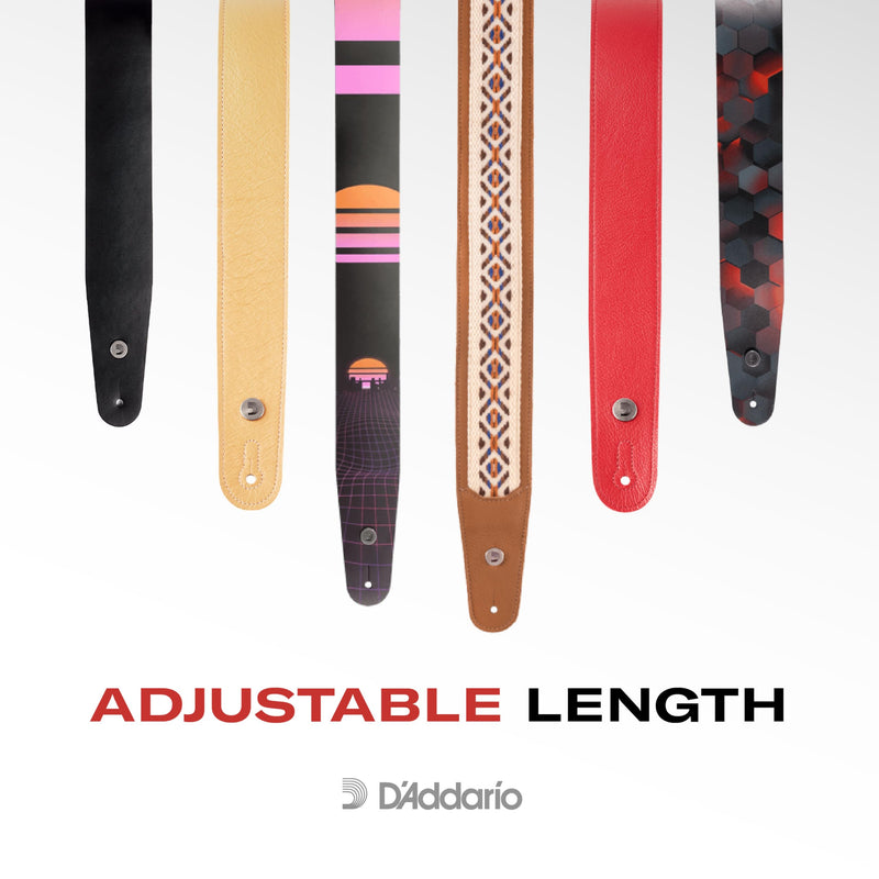 D'Addario Accessories Braided Leather Guitar Strap - Guitar Accessories - Electric Guitar Strap, Acoustic Guitar Strap, Acoustic Electric Guitar Strap & Bass Guitar Strap - Brown