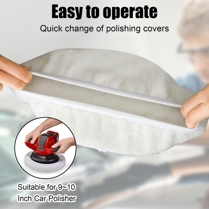 Samamoca Set of 4 Lambswool Polishing Hoods, Car Polishing Hoods Set, for Einhell Cordless Car Polishing Machines Ce-Cb 18/254 Li, Cc-Po 90, for 220 mm - 250 mm Polishing Machines, Car Polishing Hood