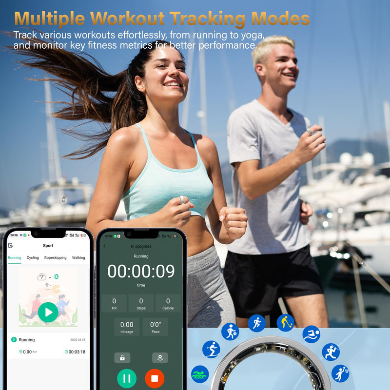 Smart Ring for Women and Men – Fitness & Health Smart Ring with Heart Rate and Sleep Tracking – Waterproof Activity & Wellness Ring Compatible with iPhone and Android (8#)