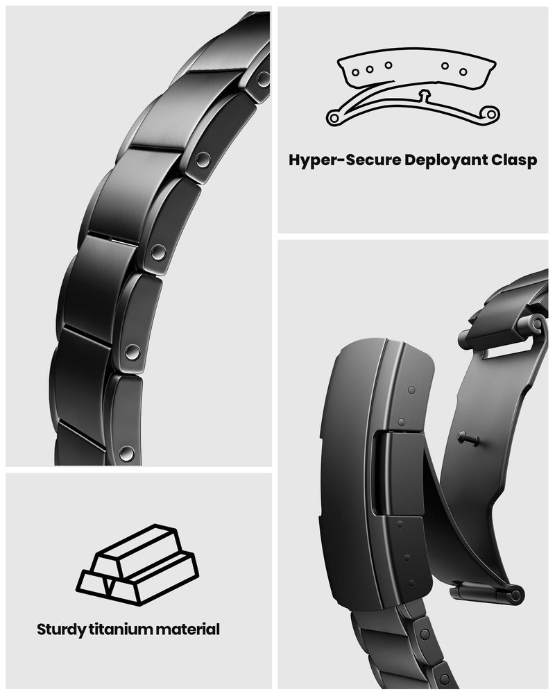 LULULOOK Titanium Ultra 3/2/1 Watch Band for Apple Watch Bands for Men 49m | Titanium Metal Band for Men, Security Folding Clasp, DLC Coating & Adjustable Link Fit fits wrists 5.9–8.5 inches(150–215mm) Black