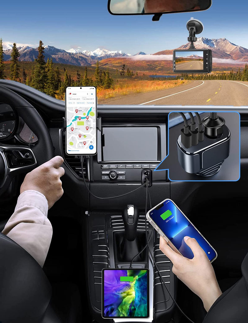 IDOLCO 176W [PD3.0& DualQC3.0] USB C Car Charger & 4 in 1 36W Car Charger Multi USB Cigarette Lighter Adapter
