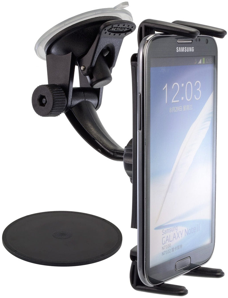 ARKON Windshield and Dash Suction Car Mount Holder & Phone and Midsize Tablet Holder for iPhone X 8 7 6S Plus iPad mini Galaxy S8 S7 Note 8 Retail Black