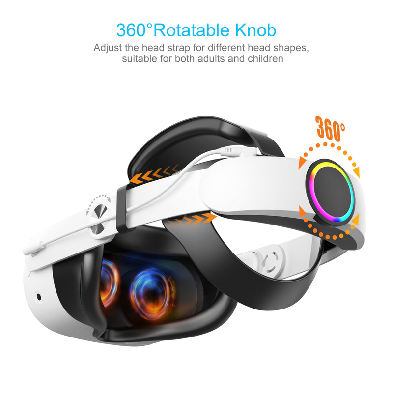 10000mAh Battery Head Strap Compatible with Meta Quest 3/3S | Rechargeable Battery Pack, Extend Playtime 2-4H, Comfortable, Reduce Facial Stress, RGB Lighting, Elite Strap Accessories