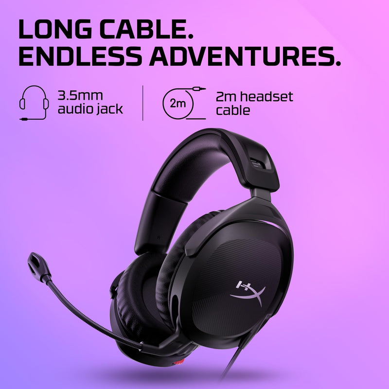 HyperX Cloud Stinger 2 – Gaming Headset, DTS Headphone:X Spatial Audio, Lightweight Over-Ear Headset with mic, Swivel-to-Mute Function, 50mm Drivers, PC Compatible, Black Wired