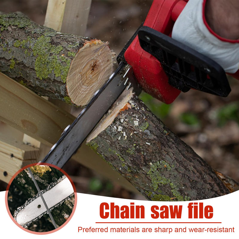 3 Pieces File for Chainsaw with Handle and File Holder Horse File Chainsaw File Set Chainsaw Round File 4.0 mm, 4.8 mm, 5.5 mm 3 Sizes for Chainsaws a