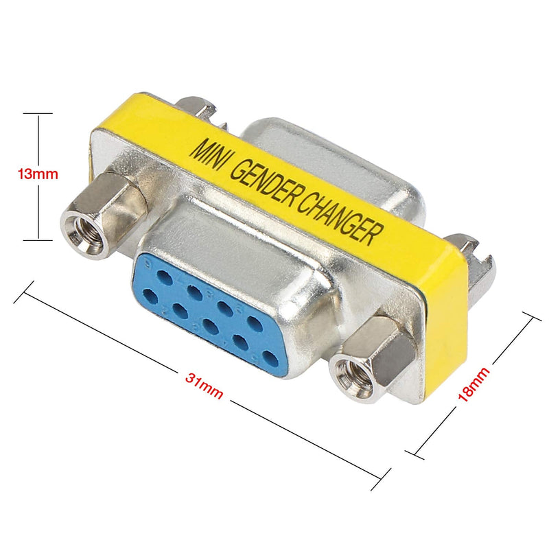 abcGoodefg 9 Pin DB9 Cable Gender Changer Female to Female VGA Gender Changers Coupler Adapter 10 Pack DB9 Female to Female