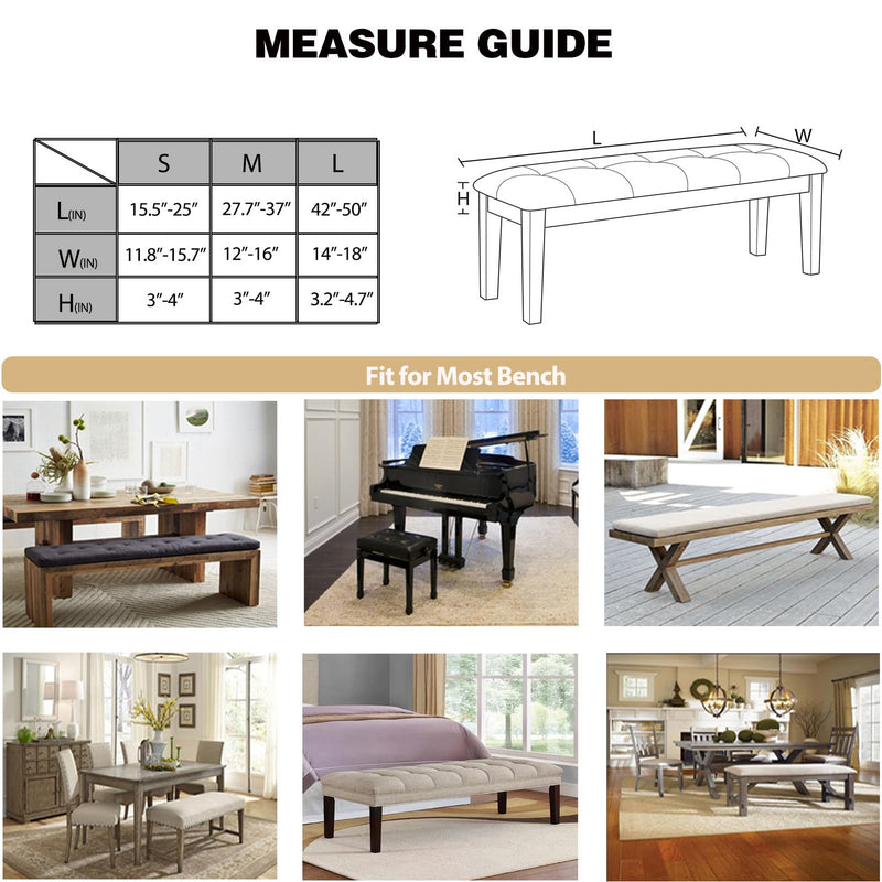[AUSTRALIA] - Piano Bench Cover Stretch Velvet Thick Bench Cushion Protector Cover Rectangle Bench Covers for Living Room,Bedroom,Kitchen(Medium Size,Beige) Velvet Fabric Beige Medium 