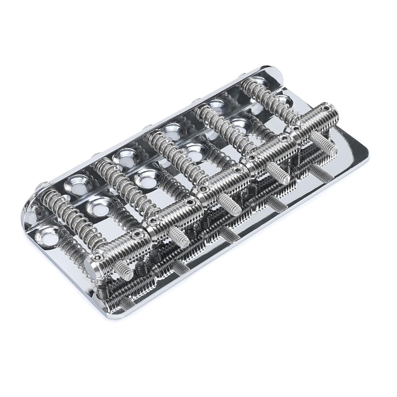 [AUSTRALIA] - Electric Bass Guitar Bridge with Stainless Steel Threaded Saddles Plate 5 String Fixed Bridge Compatible with Vintage style Fender Jazz Precision Bass Bridge Replacement Parts Chrome 5 Piece 