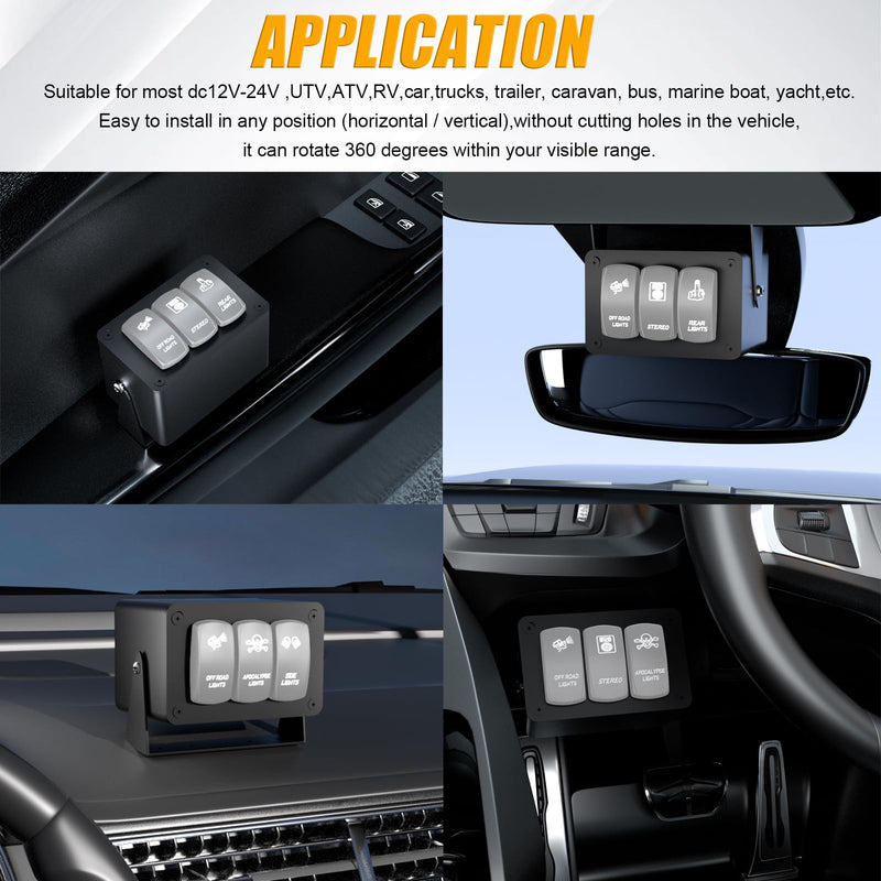 [AUSTRALIA] - Rocker/Toggle Switch Box - 3 Gang Switches Installation housing for Pickup Truck Car UTV Off Road Marine… Small-3 Gang 