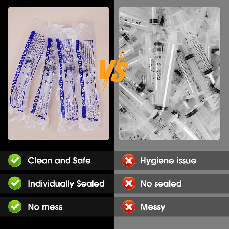 20 x 20 ml syringes, sterile syringes with lid, plastic syringe for oil, brake fluid, reusable plastic syringe for small pet feeding, engine oil or brake fluid 20 Stück 20 ml.