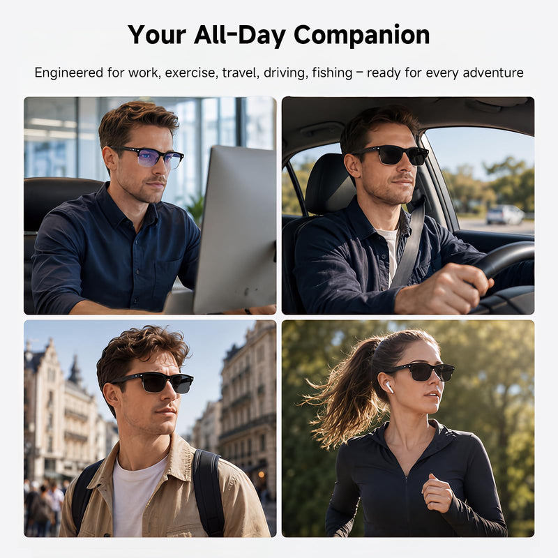 2026 New AI Smart Glasses with Live Translator, Bluetooth 5.4 Music & Hands-Free Calls, 164+ Languages, Open-Ear Audio, 6 Hours Playtime, Photochromic Lenses, Wearable Tech for Men & Women, Black
