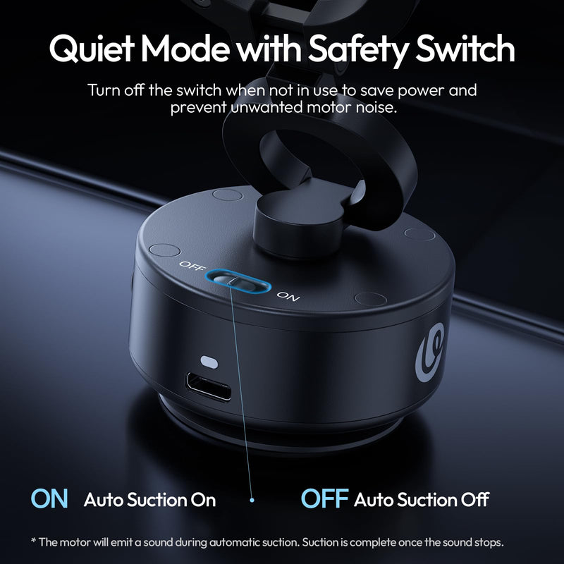 ULANZI SK22 Electric Phone Holder for Car, Vacuum Suction Magnetic Mount | Foldable 360° Adjustable for iPhone 17 Pro Max 16 15 Black, Hands-Free Portable Electric Phone Holder for Car GPS Vlog