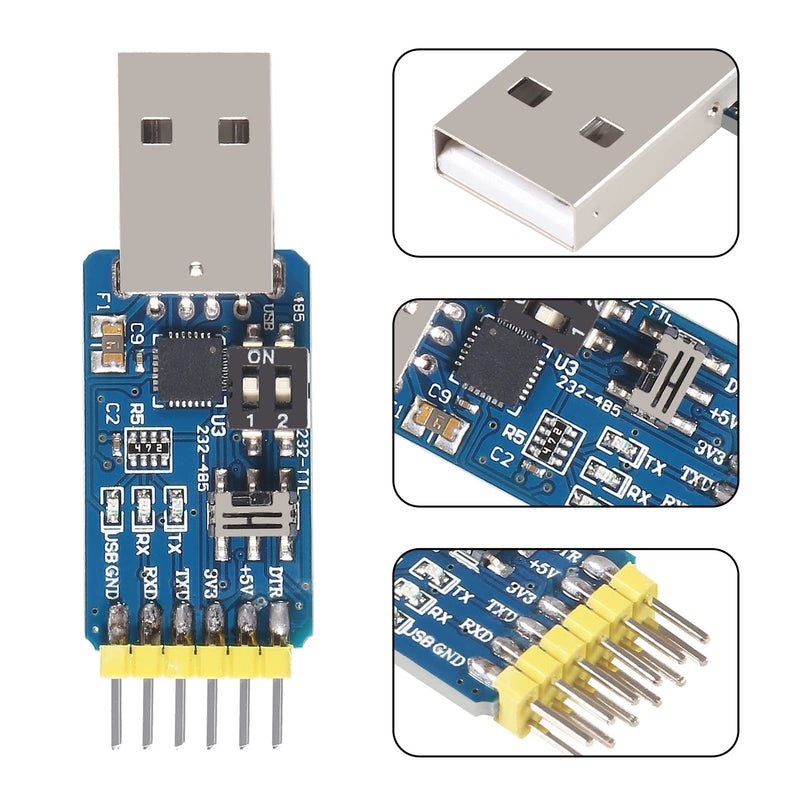 5Pcs USB-UART 6-in-1 Multifunctional Converter USB-TTL/RS485/232,TTL-RS232/485,232 to 485 Serial Adapter 3.3V / 5V Universal Adapter Module with CP2102