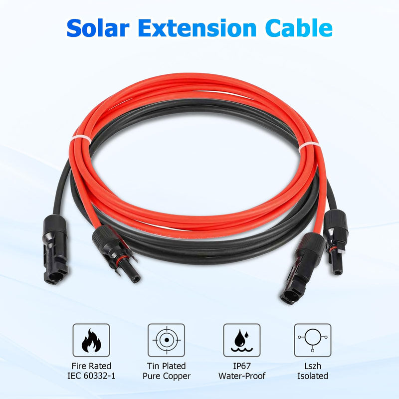 Solar Cable Extension, 6 mm² 1/2/3/5/10 m Solar Cable Extension, Connection Cable, Solar Plug, IP67 Waterproof Plug (6 mm²/2 m) 6 mm²/2 m