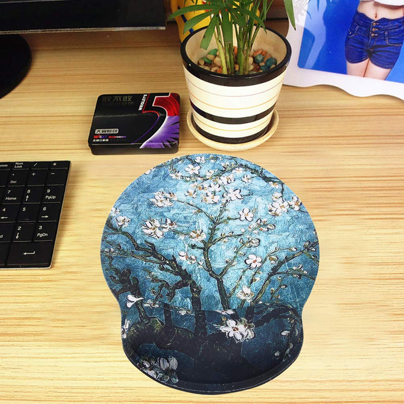 Mouse Pads for Computers Van Gogh Ergonomic Memory Foam Nonslip Wrist Support-Lightweight Rest Mousepad for Office,Gaming,Computer, Laptop & Mac,Pain Relief,at Home Or Work