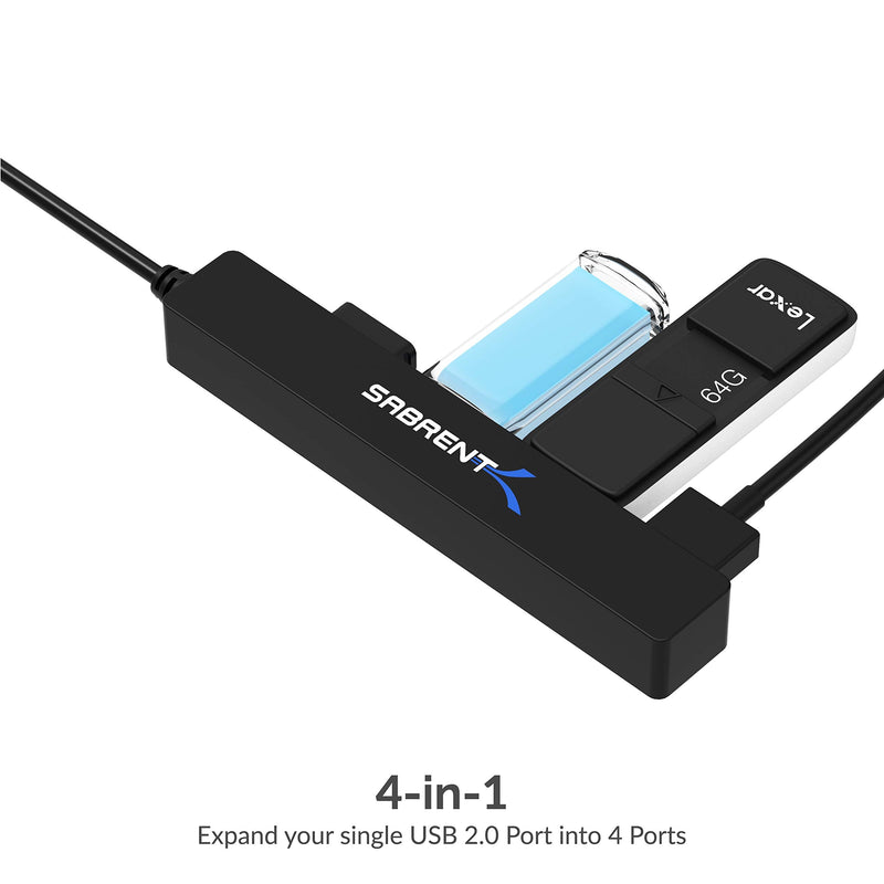 SABRENT 4 Port Portable USB 2.0 Hub (9.5" Cable) for Ultra Book, MacBook Air, Windows 8 Tablet PC (HB-MCRM) 4-Port
